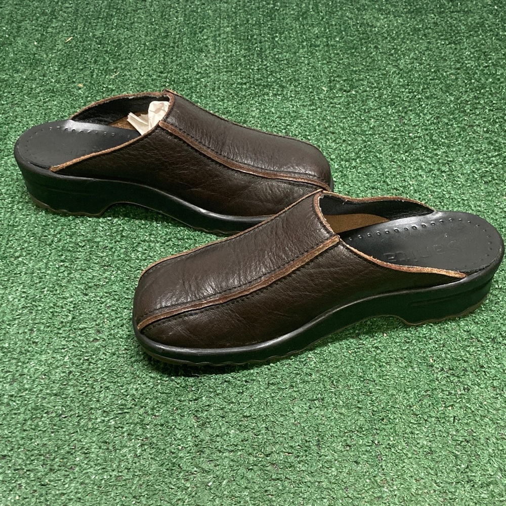 Sanita Brown Leather Women’s Slip-On Shoes Size 40(US 9) (OKPM-09-020)